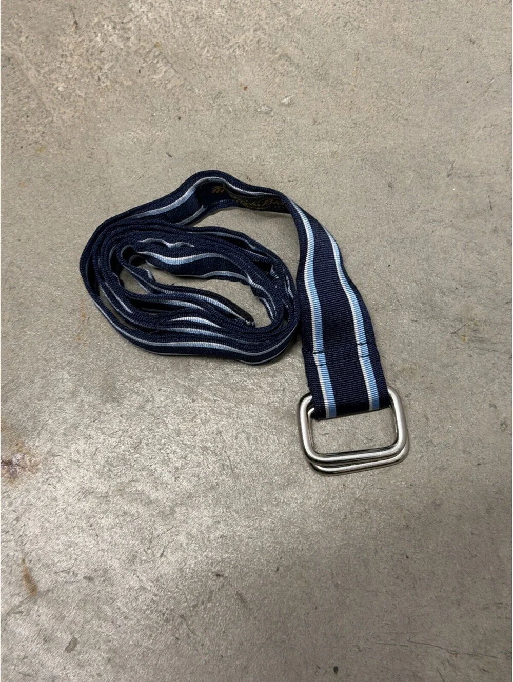 Brooks Brothers Ribbon Belt Mens L Blue White Navy Repp Stripe Grosgrain Casual